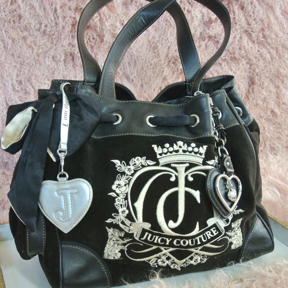 Juicy Couture Black Velvet Velour Bag